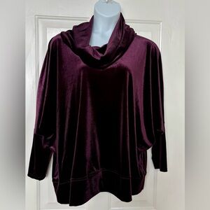Marla Wynne Velour Purple Cowl Shirt 1X